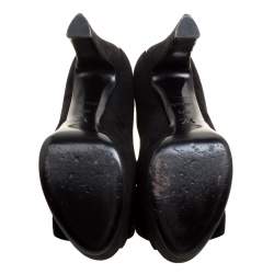 Louis Vuitton Black Suede Peep Toe Bow Detail Platform Pumps Size 39.5