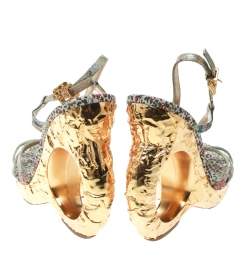 مملوكة مسبقًا صندل لوي فيتون سيور نعل روكي فريك مورغين قماش بروكيد متعدد الألوان مقاس 36