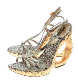 مملوكة مسبقًا صندل لوي فيتون سيور نعل روكي فريك مورغين قماش بروكيد متعدد الألوان مقاس 36