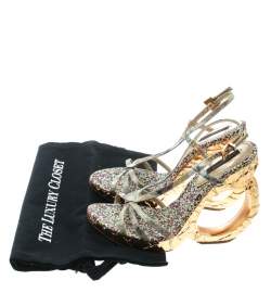 مملوكة مسبقًا صندل لوي فيتون سيور نعل روكي فريك مورغين قماش بروكيد متعدد الألوان مقاس 36