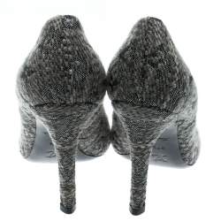 Louis Vuitton Grey Monogram Fabric With Suede Bow Cap Toe Pumps 37.5