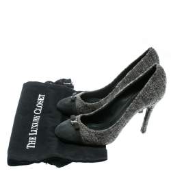 Louis Vuitton Grey Monogram Fabric With Suede Bow Cap Toe Pumps 37.5