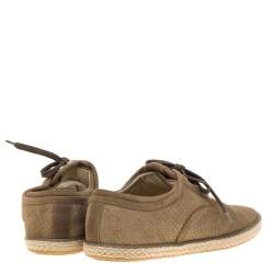 Louis Vuitton Green Suede Petit Damier Espadrilles Sneakers Size 38