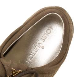 Louis Vuitton Green Suede Petit Damier Espadrilles Sneakers Size 38