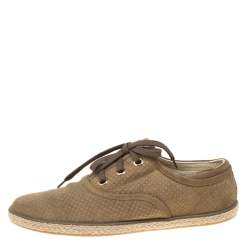 Louis Vuitton Green Suede Petit Damier Espadrilles Sneakers Size 38