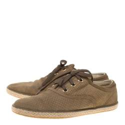 Louis Vuitton Green Suede Petit Damier Espadrilles Sneakers Size 38