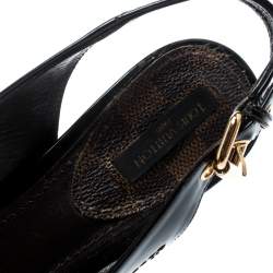 مملوكة مسبقًا Louis Vuitton Dark Brown Patent Leather New Saint Honore Slingback Platfrom Sandals Size 37