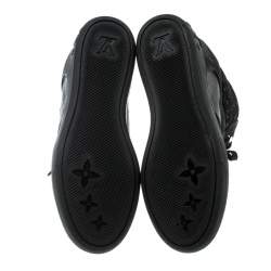 Louis Vuitton Black Monogram Suede And Leather Cliff Top Lace Up Sneakers Size 39.5