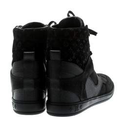 Louis Vuitton Black Monogram Suede And Leather Cliff Top Lace Up Sneakers Size 39.5
