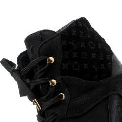 Louis Vuitton Black Monogram Suede And Leather Cliff Top Lace Up Sneakers Size 39.5