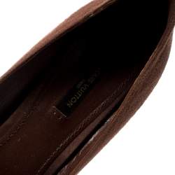 مملوكة مسبقًا Louis Vuitton Brown Suede Catania Peep Toe Platform Pumps Size 40