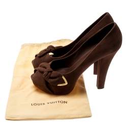 مملوكة مسبقًا Louis Vuitton Brown Suede Catania Peep Toe Platform Pumps Size 40