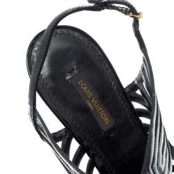 Louis Vuitton Black Patent Leather Strappy Platform Sandals Size 39