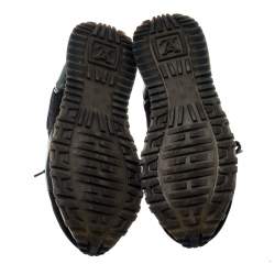 Louis Vuitton Black Perforated Suede And Patent Leather Aftergame Lace Up Sneakers Size 40