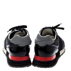 Louis Vuitton Black Perforated Suede And Patent Leather Aftergame Lace Up Sneakers Size 40