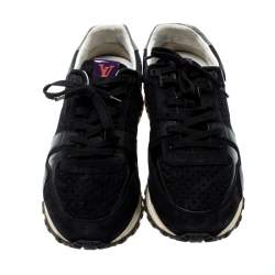 Louis Vuitton Black Perforated Suede And Patent Leather Aftergame Lace Up Sneakers Size 40