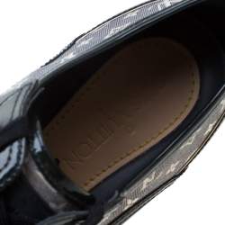Louis Vuitton Blue Leather And Grey Monogram Canvas Lace Up Sneakers Size 38.5