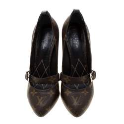 Pre Owned Louis Vuitton Monogram Canvas Pointed Toe Strap Pumps Size 35.5