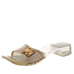 Louis Vuitton White/Transparent Acrylic and Leather Trim Buckle Sandals Size 38.5
