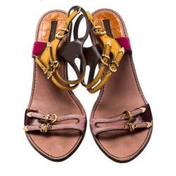 Louis Vuitton Multicolor Calf Hair Buckle Ankle Strap Sandals Size 38.5