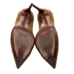 مملوكة مسبقًا Louis Vuitton Brown Perforated Suede Eyeline Pointed Toe Pumps Size 38