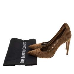 مملوكة مسبقًا Louis Vuitton Brown Perforated Suede Eyeline Pointed Toe Pumps Size 38