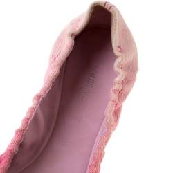 Louis Vuitton Pink Denim Buckle Scrunch Ballet Flats Size 37.5