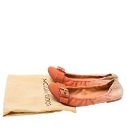 Louis Vuitton Two Tone Denim Buckle Scrunch Ballet Flats Size 37.5