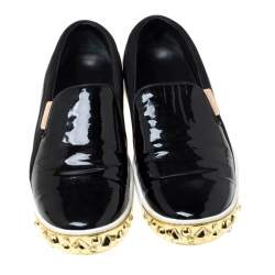 Louis Vuitton Black Patent Leather and Suede Studded Slip On Sneakers Size 36.5