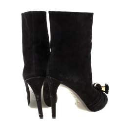 مملوكة مسبقًا Louis Vuitton Black Suede Tassel Detail Ankle Boots Size 37.5