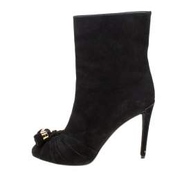 مملوكة مسبقًا Louis Vuitton Black Suede Tassel Detail Ankle Boots Size 37.5