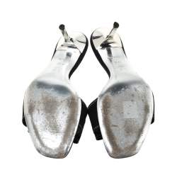 Pre Owned Louis Vuitton Black Canvas Logo Detail Slip On Sandals Size 37.5