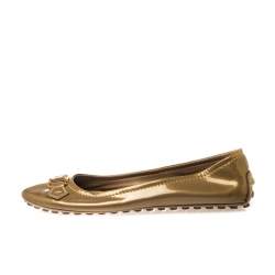 مملوكة مسبقًا Louis Vuitton Gold Patent Leather Oxford Ballet Flats Size 40.5