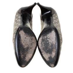 مملوكة مسبقًا حذاء كعب عالي لوي فيتون ميني كانفاس مونوغرامي جلد مقاس 41