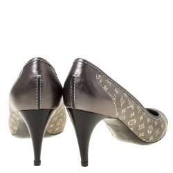 مملوكة مسبقًا حذاء كعب عالي لوي فيتون ميني كانفاس مونوغرامي جلد مقاس 41