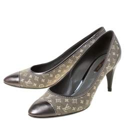 مملوكة مسبقًا حذاء كعب عالي لوي فيتون ميني كانفاس مونوغرامي جلد مقاس 41