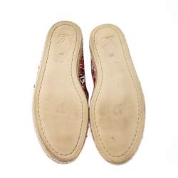 Pre Owned Louis Vuitton Red Abstract Print Fabric Slip On Espadrilles Size 37