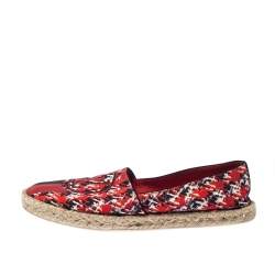 Pre Owned Louis Vuitton Red Abstract Print Fabric Slip On Espadrilles Size 37