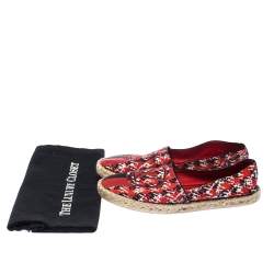 Pre Owned Louis Vuitton Red Abstract Print Fabric Slip On Espadrilles Size 37