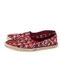 Pre Owned Louis Vuitton Red Abstract Print Fabric Slip On Espadrilles Size 37