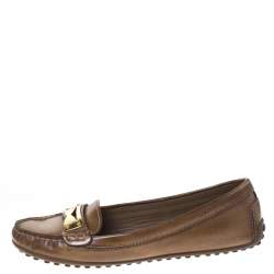 Louis Vuitton Brown Leather Penny Loafers Size 38