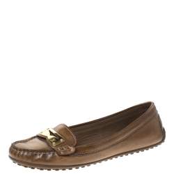 Louis Vuitton Brown Leather Penny Loafers Size 38