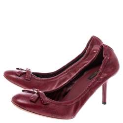Louis Vuitton Red Monogram Perforated Leather Elba Pumps Size 38.5