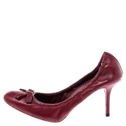 Louis Vuitton Red Monogram Perforated Leather Elba Pumps Size 38.5