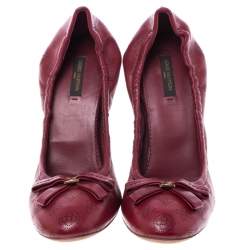 Louis Vuitton Red Monogram Perforated Leather Elba Pumps Size 38.5