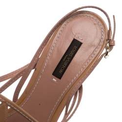 Pre Owned Louis Vuitton Nude Beige Vernis Fleur Strappy Sandals SIze 40.5