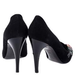 مملوكة مسبقًا Louis Vuitton Limited Edition Black Suede Stephen Sprouse Rose Pointed Toe Pumps Size 37