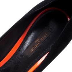 مملوكة مسبقًا Louis Vuitton Limited Edition Black Suede Stephen Sprouse Rose Pointed Toe Pumps Size 37