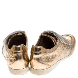مملوكة مسبقًا Louis Vuitton Metallic Gold Monogram Mirror Tennis Shoes Size 37.5