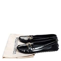 Pre Owned Louis Vuitton Black Patent Leather Oxford Loafers Size 38.5
